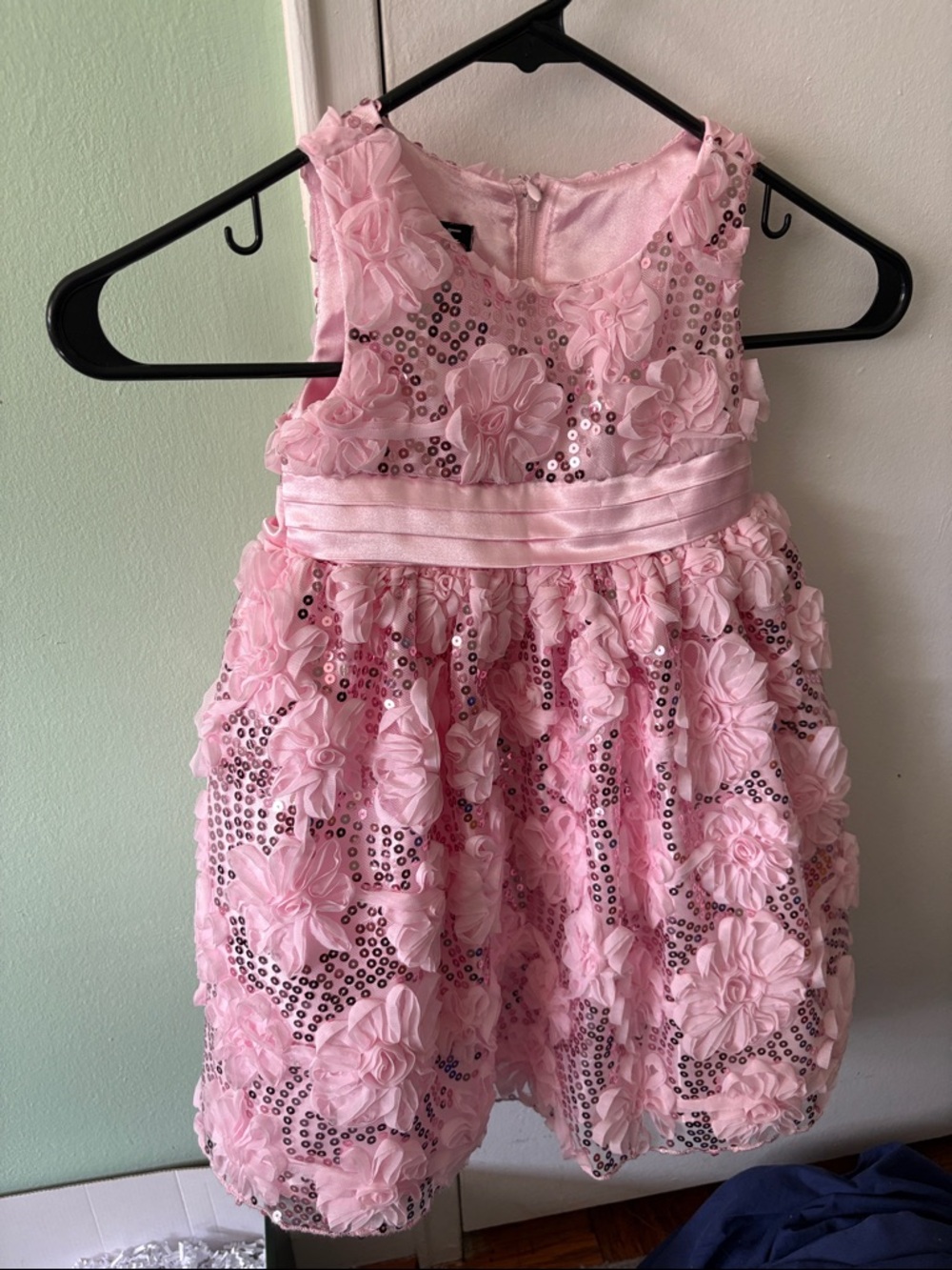 2T Pink Floral Sequin Party Dress for Girls